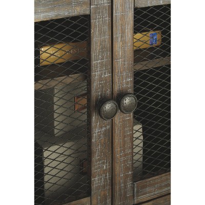 Rustic Brown 24" Rectangular End Table with Wire Mesh Storage