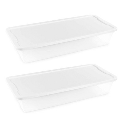 HOMZ 60-Quart Latching Holiday Underbed Storage Container Box, Clear (2  Pack)