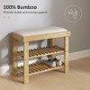 SEVOBAL 3-Tier Shoe Rack for Entryway Bamboo Shoe Bench with Cushion Padded Seat for Indoor Entrance Hallway Bedroom, Beige, 26.87"*15.75"*21.26" - 4 of 4