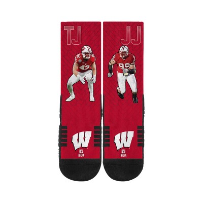 NCAA Wisconsin Badgers TJ & JJ Watt Adult Premium Socks - M/L