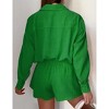 Womens 2 Piece Sets Long Sleeve Lightweight Button Down Shirts with Shorts Lightweight Crinkled Cooling Fabric Sets - 4 of 4