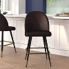 Emma and Oliver Modern Upholstered Dining Stools with Contoured Backs & Powder Coated Steel Legs with Floor Glides - Set of 2 - 2 of 4