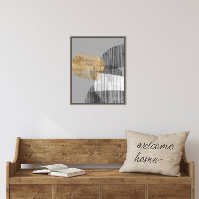 20" x 23" Gray and Gold Abstract Canvas Print