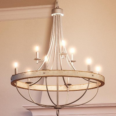 Urban Ambiance Luxury Farmhouse Farmhouse Chandelier,  40-1/2" x 35",  Galvanized Steel Finish, UHP2902