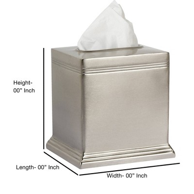 Brushed Pewter Stainless Steel Square Tissue Box Cover