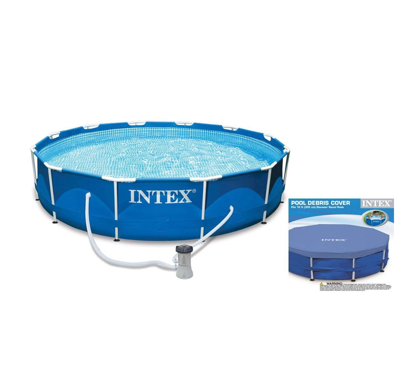 Intex 10ft x 30in Metal Frame Swimming Pool Set w/ Filter Pump & Debris Cover - image 1 of 6