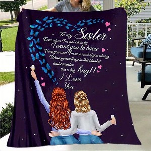 Lomsoe Christmas Sister Friendship Print Flannel Blanket - All Seasons Soft and Warm Throw Blanket for Bed, Napping, Camping, Travel, Office - 1 of 4