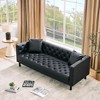 Modern Leather Couch for Living Room, 81" Chesterfield Sofa with Deep Seats and 2 Pillows, 3 Seater Sofa with Button Tufted - 4 of 4