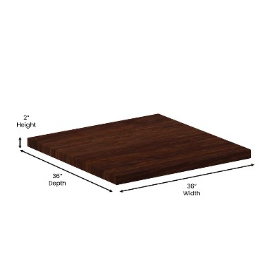 Glenbrook 36'' Square High-Gloss Walnut Resin Dining Table Top