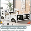 QingMoon Car-Shaped Twin Size Bed Frame, Wood Floor Platform Bed with Headboard, Footboard and Guardrail, Kids Race Car Bed for Boys & Girls - 2 of 4