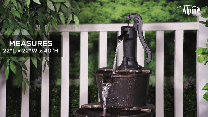 40&#34; Three Tier Pump and Barrels Fountain Brown - Alpine Corporation, 2 of 9, play video