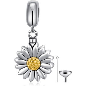 Sterling Silver Memorial Charm: Sunflower, Heart & Tree of Life Urn Bead for Ashes Keepsake - 1 of 4