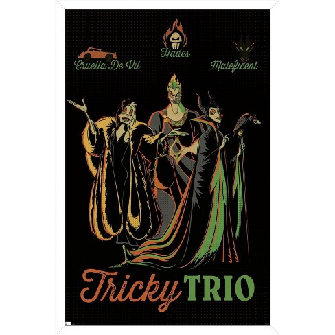 Trends International Disney Villains - Tricky Trio Framed Wall Poster  Prints White Framed Version 22.375 x 34