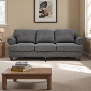 83" Upholstered 3-Seater Sofa with Storage & Nailhead Trim - 1 of 4