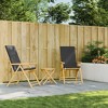 vidaXL 3 Piece Folding Bistro Set with Dark Gray Cushions Bamboo - 3 of 4