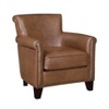 Traditional Brown Leather Accent Chair 1pc Solid Wood Frame Top-Grain Leather Nailhead Trim Classic Modern Living Room Furniture - 2 of 4