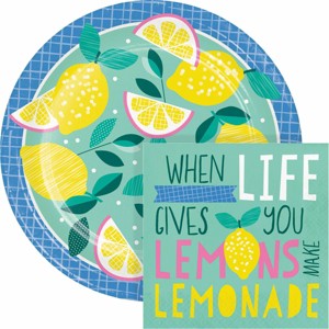 Creative Converting Luscious Lemons Paper Plate and Napkin Kit 16ct - 1 of 4