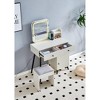 CAVINAS Vanity Desk with Mirror Vanity Table with Sliding Mirror, 4 Drawers, 6 open Shelves for Apartment, Bedroom - 3 of 4