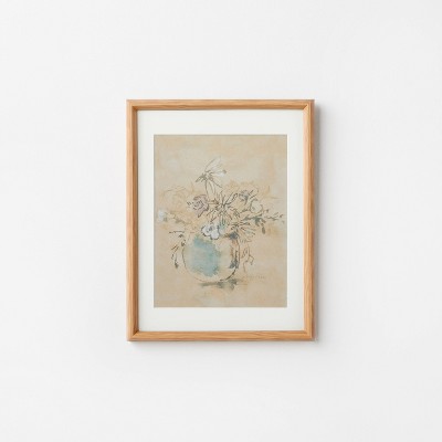 14" x 17" Antique Floral Matted Framed Wall Poster Under Glass - Threshold™ designed with Studio McGee