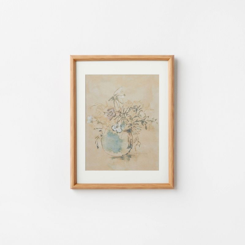 14&#34; x 17&#34; Antique Floral Matted Framed Wall Poster Under Glass - Threshold&#8482; designed with Studio McGee, 1 of 11