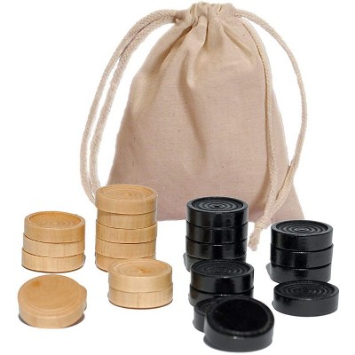 WE Games Wooden Checkers with Stackable Ridges