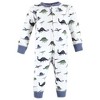 Hudson Baby Infant Cotton Sleep and Play, Blue Green Dinos - 3 of 4