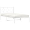 vidaXL White Steel Single Bed Frame with Headboard - Industrial Style, 39.4"x78.7" Mattress Compatible, Bedroom Platform Bed - 3 of 4