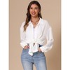 INSPIRE CHIC Women's Button Down Long Sleeve Turndown Collar Wrinkle-Free Casual Blouse - 2 of 4