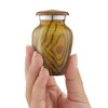 Reminded Adult Cremation Memorial Urn for Human Ashes, Wood Grain Brass Funeral Urn with Velvet Bag - 3 of 4