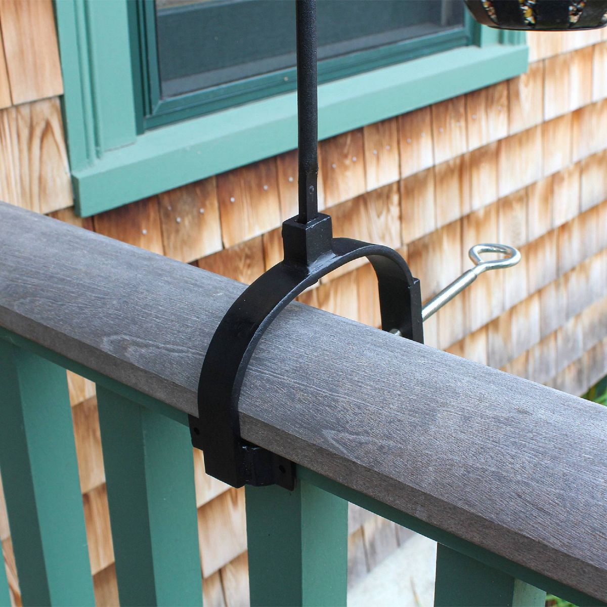 28.25" Wrought Iron Shepherd's Hook with Over Railing Bracket - Achla Designs: No Assembly, For Porch/Deck - thumbnail 3