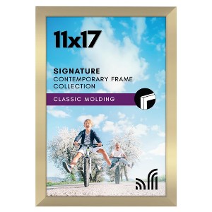 Americanflat 11x17 Gold Picture Frame, Legal Sized Paper Display. Shatter-Resistant Glass. Hanging Hardware Included - 1 of 4