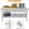 60" X 24" Stainless Steel Workbench, with 2 Drawers, Paper Towel Holder, Metal Dining Prep Table, Kitchen Drawer Organizer - 3 of 4