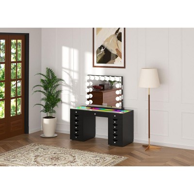 VANITII Eva-RGB Vanity Desk Set with Lights & LED Bulb Light Mirror