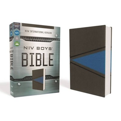 Niv, Boys Bible, Leathersoft, Gray/Blue, Comfort Print - by  Zondervan (Leather Bound)