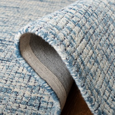 Handcrafted Ivory Abstract Square Wool & Viscose Rug 6'x6'