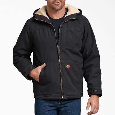 Dickies Duck High Pile Fleece Lined Hooded Jacket, Rinsed Black (rbk ...