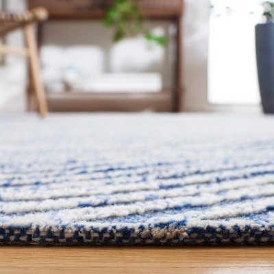Handmade Blue Wool Tufted Square Area Rug 6'