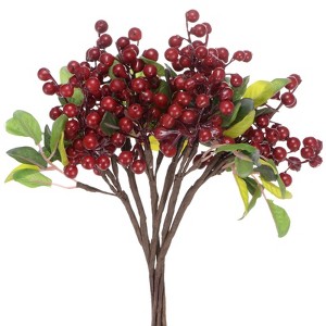 Unique Bargains Foam Handmade Lifelike Durable Artificial Holly Berry 9.8" - 1 of 4