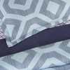 7pc Full Skyler Textured Geometric Antimicrobial Bedding Set Blue - Serta: Includes Sheets & Shams - 3 of 4