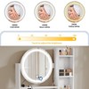 Makeup Table Vanity Desk Set 2 Drawer Round LED Lighted Mirror 3 Shelves and w/Stool Makeup Vanity Table - 4 of 4