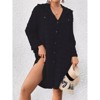 Women's Oversized Casual Shirts Open Front Knot Details Swimsuit Cover Up Summer Lighweight Shirts - 4 of 4