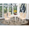 5-Piece Linen White Solid Wood Top - Round Upholstered Dining Room Set - Seats-4 - 2 of 4