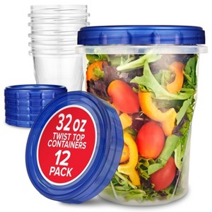 Stock Your Home 32-oz Plastic Containers with Twist Top Lids (12 Pack) - 1 of 4