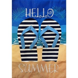 Hello Summer Flip Flops Burlap House Flag 40" x 28" Briarwood Lane - 1 of 4