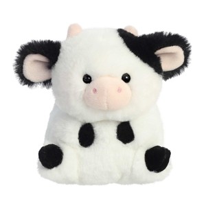 Aurora Mini Daisy Cow Rolly Pet Round Stuffed Animal White 5" - 1 of 4