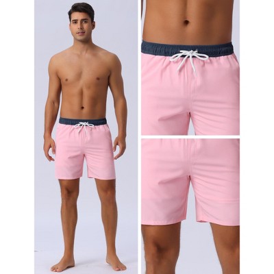 INSPIRE CHIC Men's Contrast Color Elastic Waist Lining Surfing Drawstring Swimming Shorts Pink 36 — фото 4