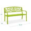 Best Choice Products Outdoor Steel Bench Garden Patio Porch Furniture w/ Floral Design Backrest - 2 of 4