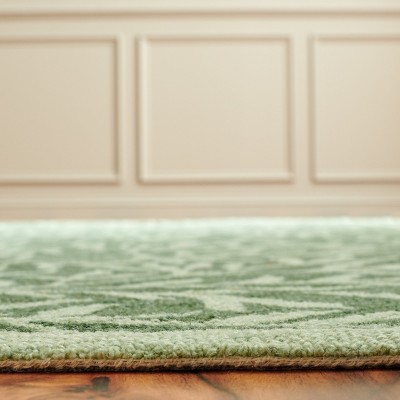 Handmade Green Wool Round Tufted Floral Rug 6ft