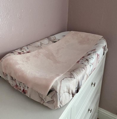 Soft Pink and Gray Floral Minky Changing Pad Cover