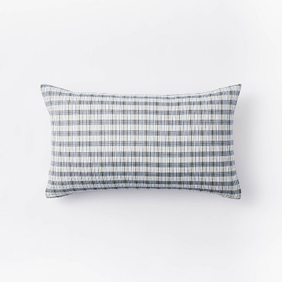 Plaid Lumbar Pillow Blue/Cream - Threshold™ designed with Studio McGee